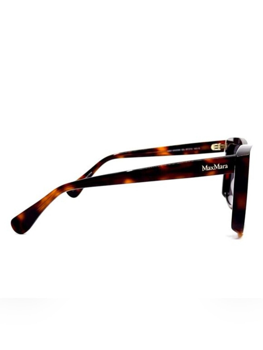 MaxMara MM0066 Lee1 Tortoise Square Sunglasses Gold Mirror Lens w/ Case - Picture 4 of 14